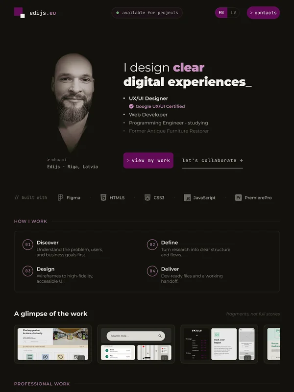 The same page at tablet width