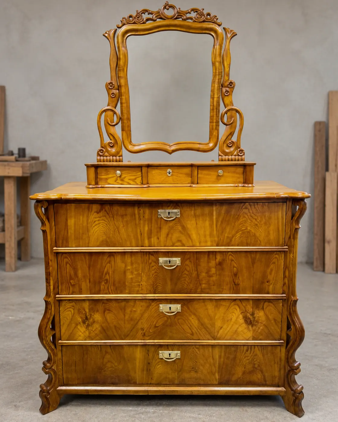 Chest of drawers with mirror