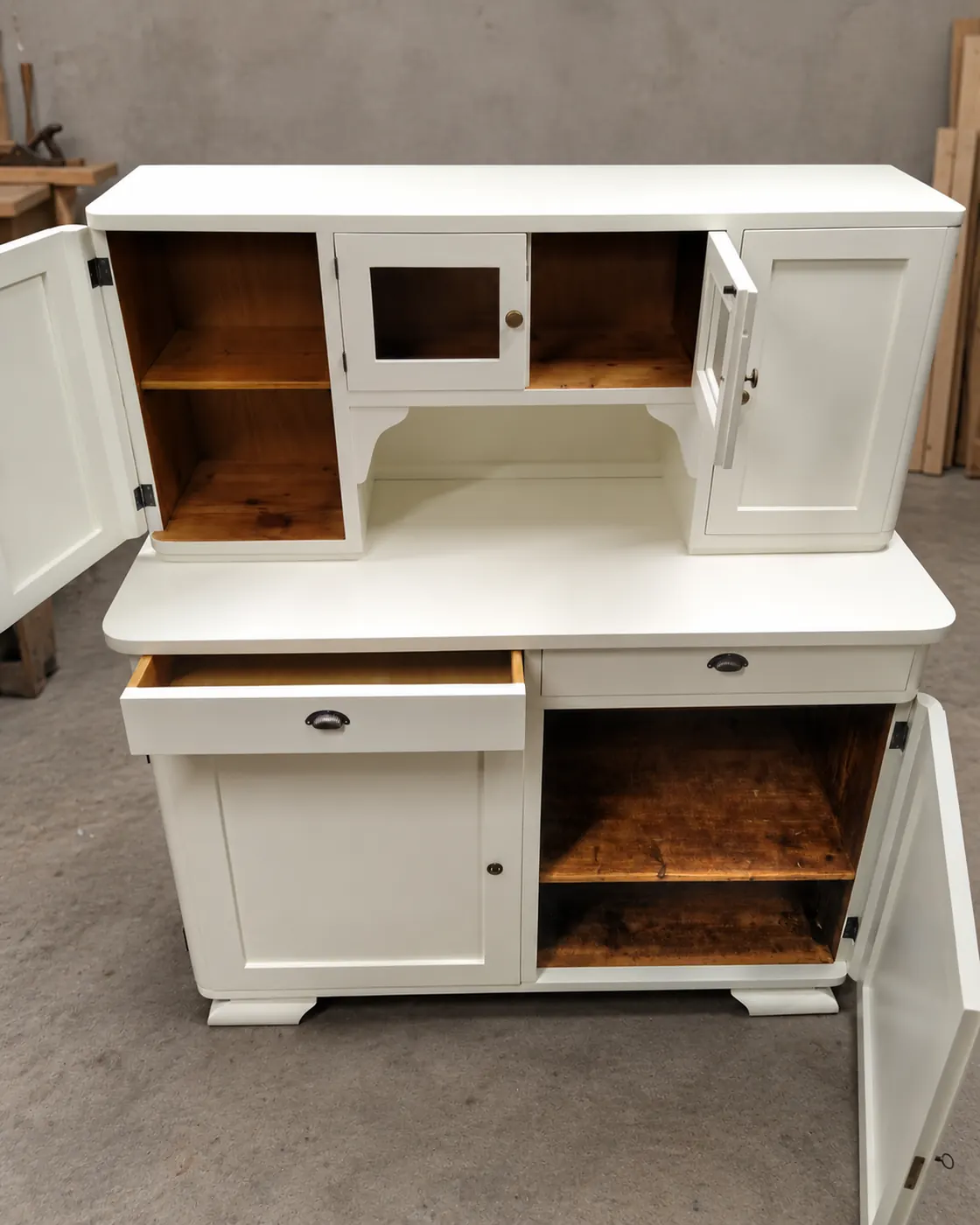 White painted kitchen cabinet
