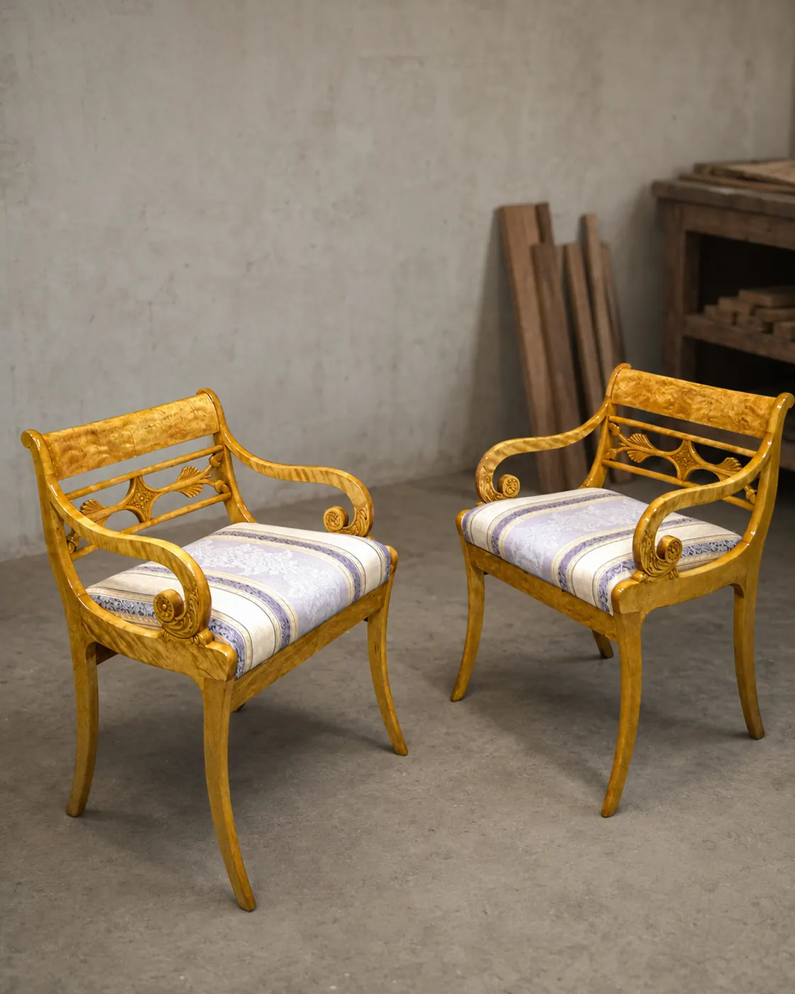 Pair of Biedermeier armchairs