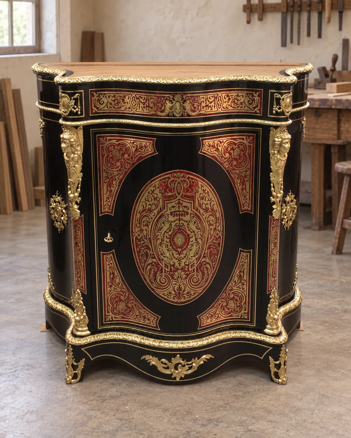 Boulle cabinet with bare top